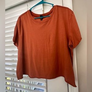 Burnt orange crop top short sleeved shirt